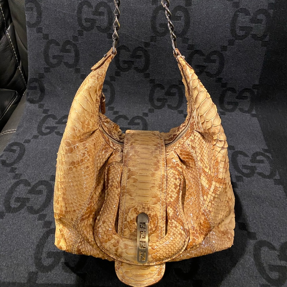 Rare Fendi Buckle Python Hobo Bag